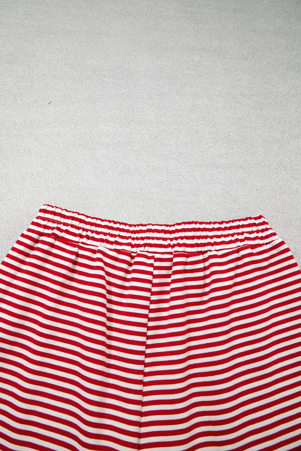 Red Stripe Oversize Mock Neck Sweatshirt and Shorts Set
