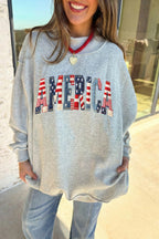 AMERICA/1776 Faux Patchwork Reversible Mock Neck Sweatshirt
