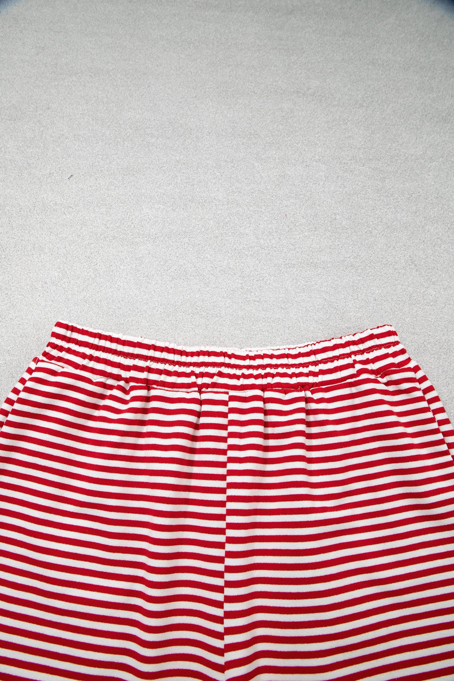 Red Stripe Oversize Mock Neck Sweatshirt and Shorts Set