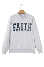 Light Grey High Neck Polka Dot Slogan Printed Baggy Sweatshirt