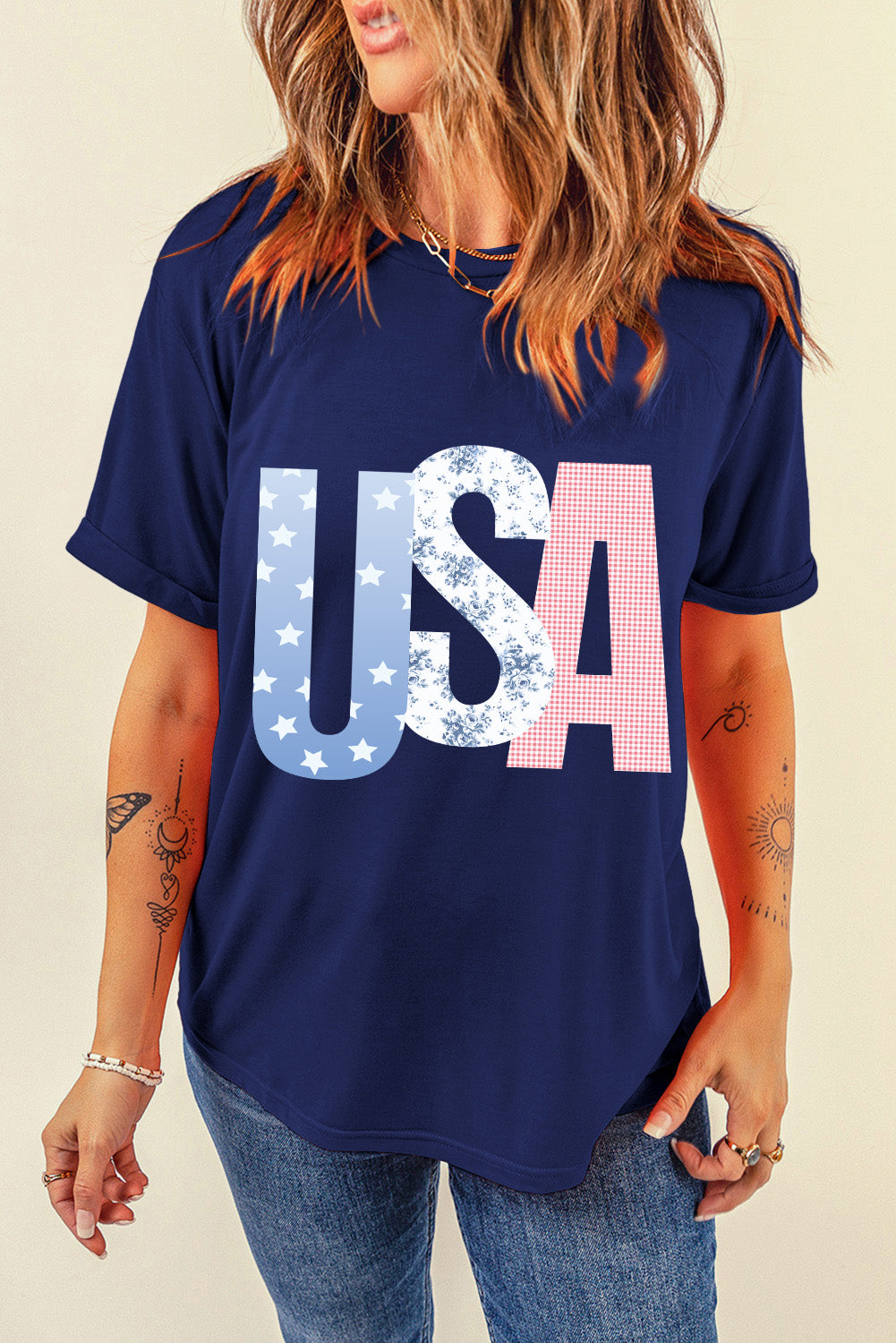 Blue USA Graphic T Shirt