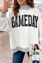 Light Grey Mock Neck GAMEDAY/ FOOTBALL Double Side Reversible Sweatshirt