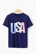 Blue USA Graphic T Shirt